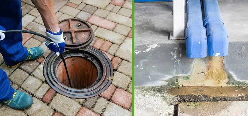 How can slab leaks lead to clogged drains?